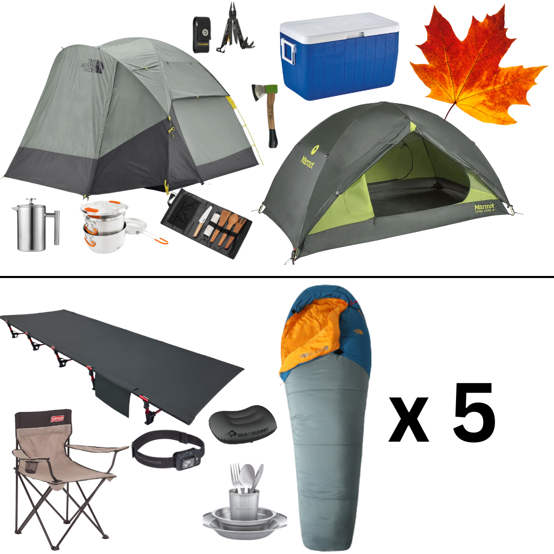 Complete Fall Camping Package for Five with Two Tents