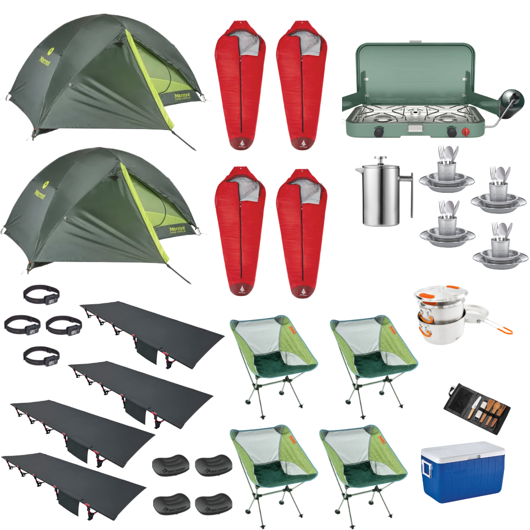 Camping Package for Four with Two Tents (Boots and Hearts Edition)