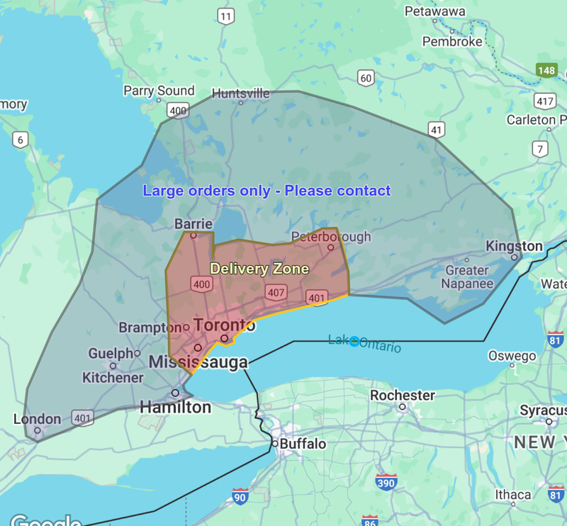 Camp Rentique delivery zone map covering Toronto and the GTA