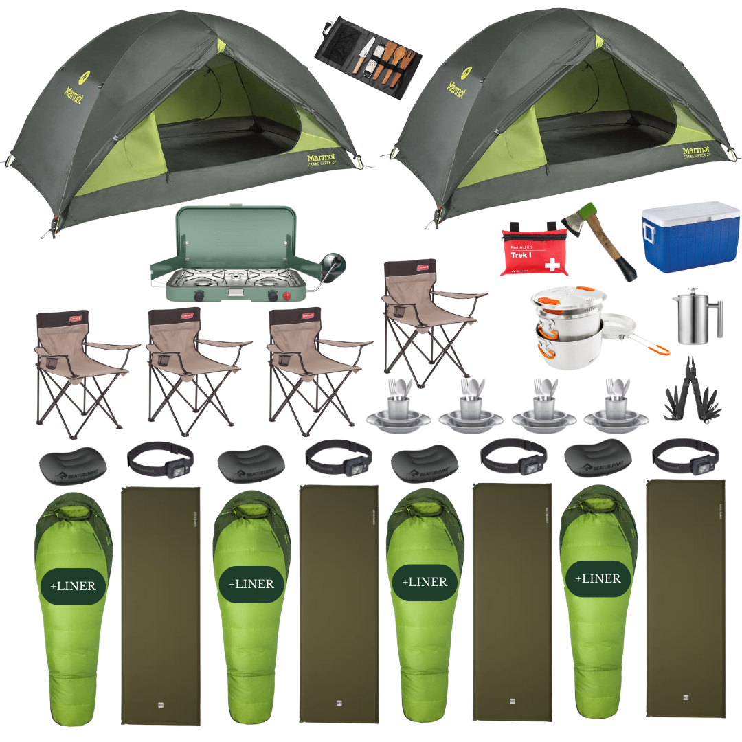 Camping Complete Package for 4 with 2 Tents - Summer Edition