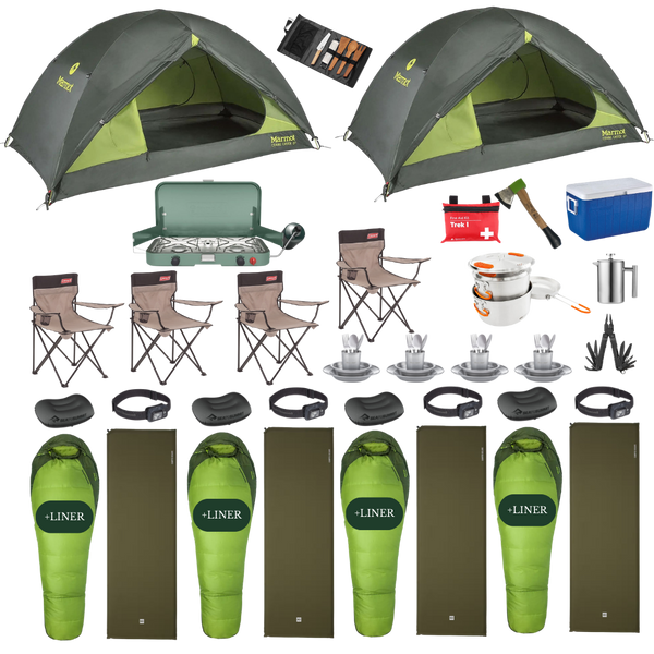 Camping Complete Package for 4 with two tents, summer edition