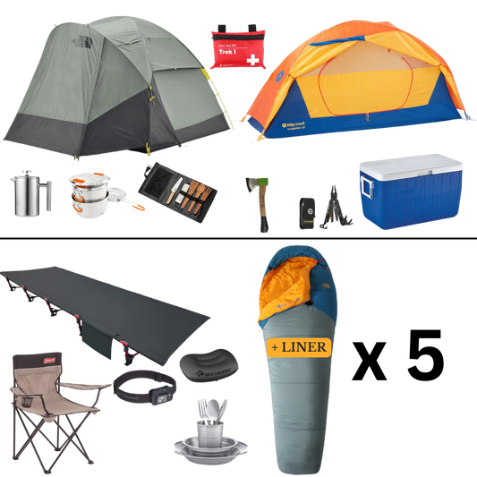 Camping Complete Package for 5 with 2 Tents - Spring Edition
