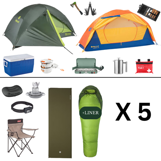 Camping Complete Package for 5 with 2 Tents - Summer Edition
