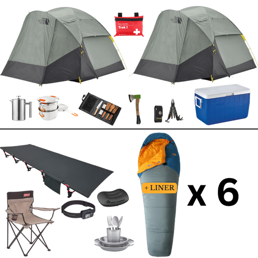 Camping Complete Package for 6 with 2 Tents - Spring Edition