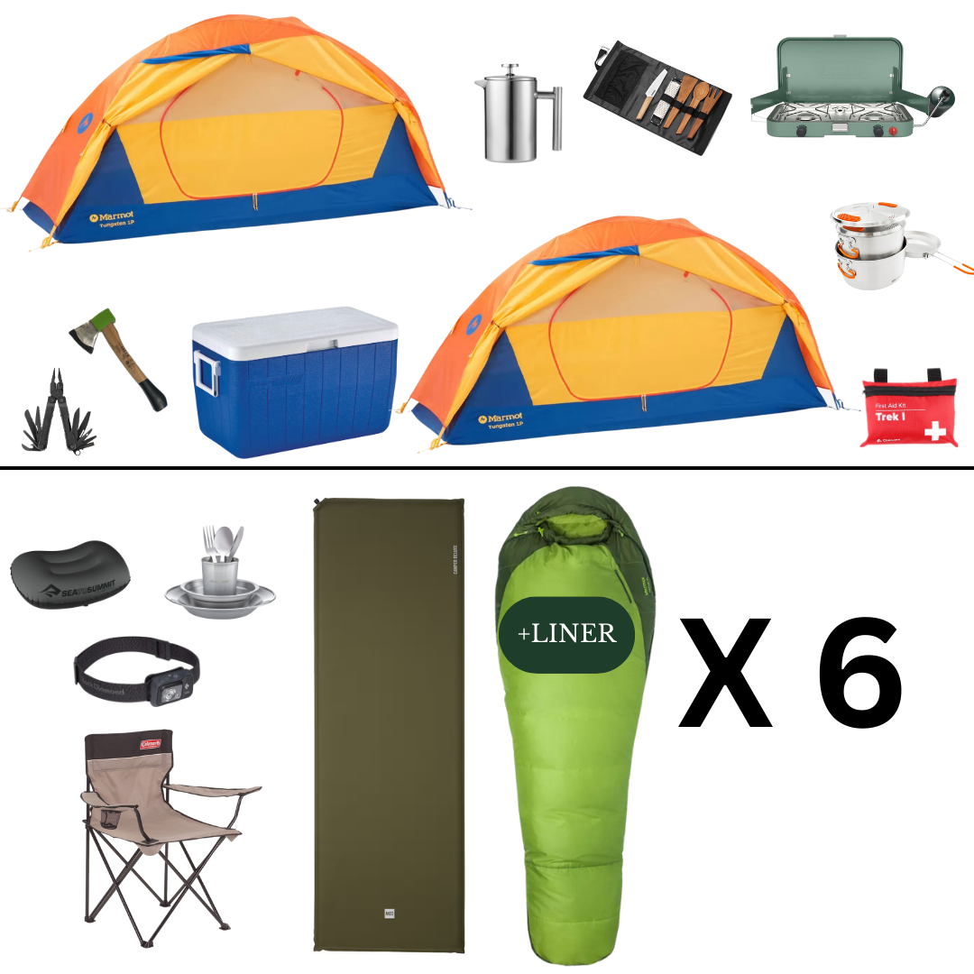 Camping Complete Package for 6 with 2 Tents - Summer Edition