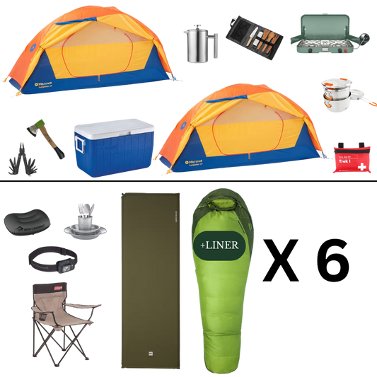 Camping Complete Package for 6 with 2 Tents - Summer Edition