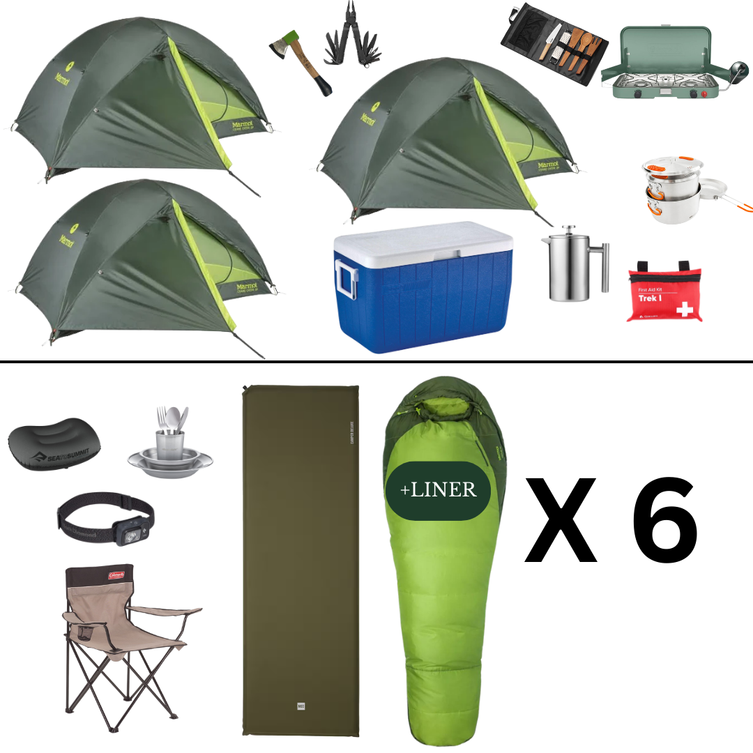 Camping Complete Package for 6 with 3 Tents - Summer Edition