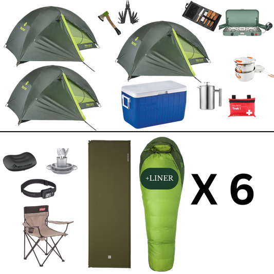 Camping Complete Package for 6 with 3 Tents - Summer Edition