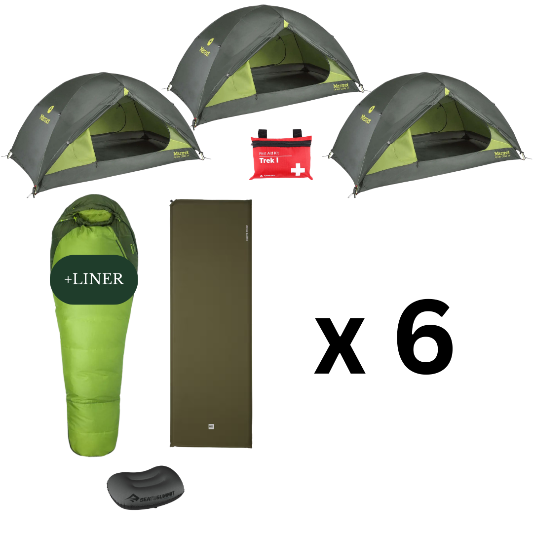 Camping Essential Package for 6 with 3 Tents- Summer Edition