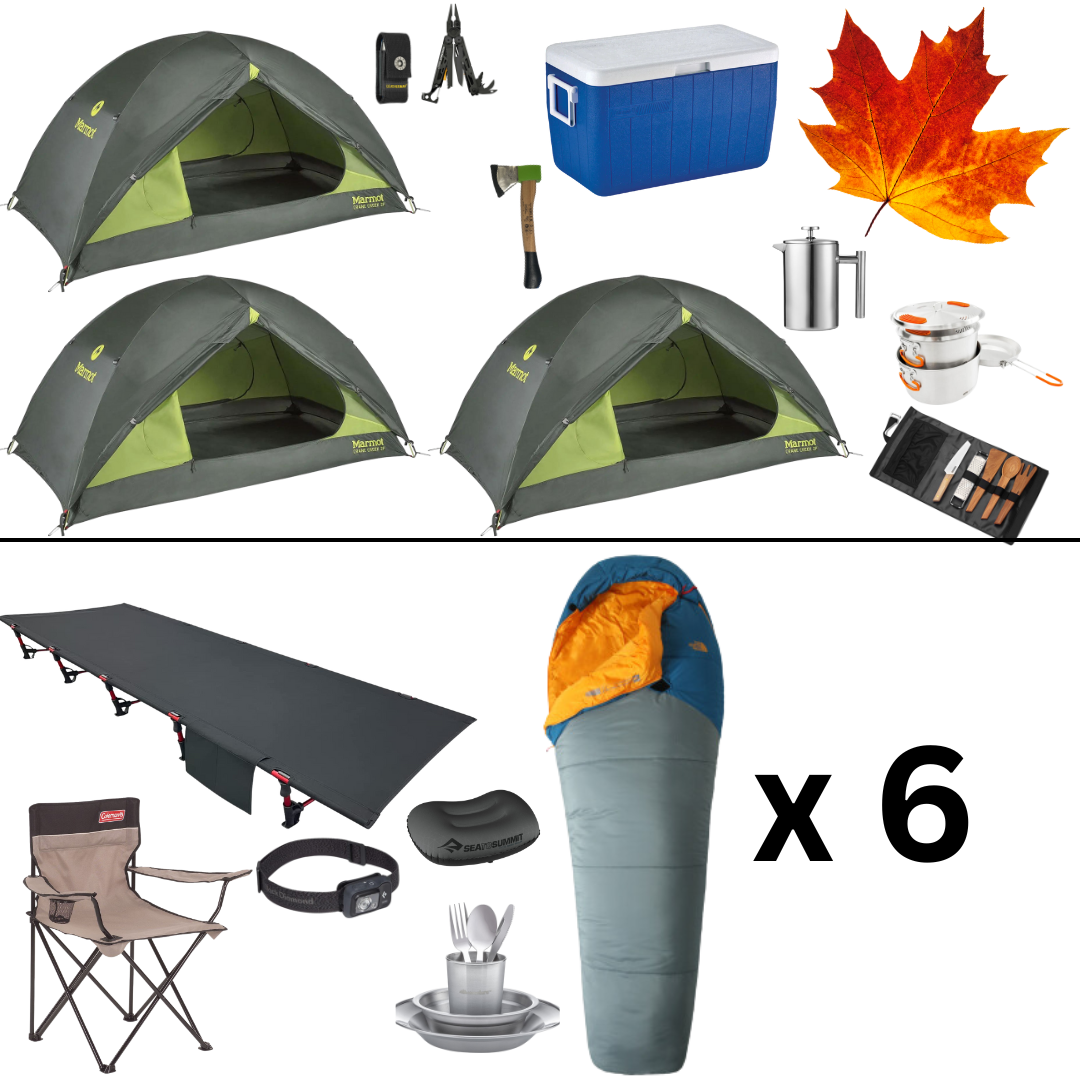 Complete Fall Camping Package for Six with Three Tents