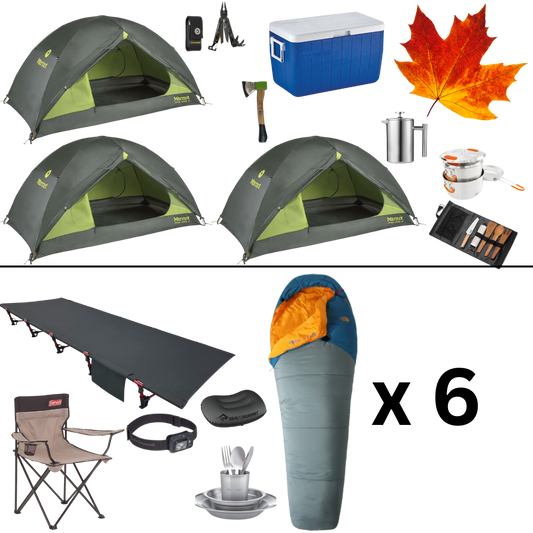Complete Fall Camping Package for Six with Three Tents