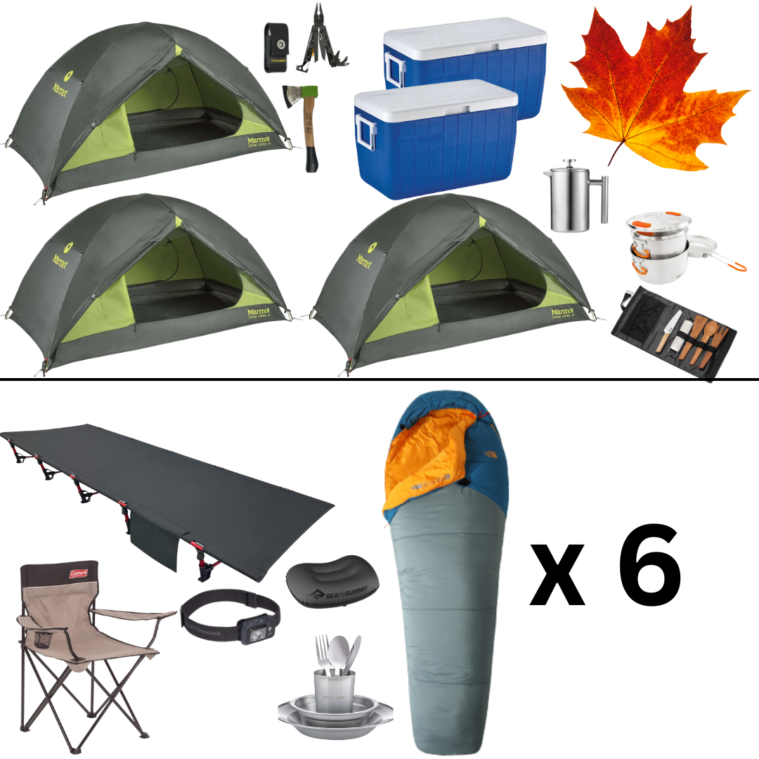 Complete Fall Camping Package for Six with Three Tents