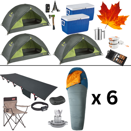 Complete Fall Camping Package for Six with Three Tents