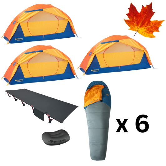 Minimalist Fall Camping Package for Six with Three Tents