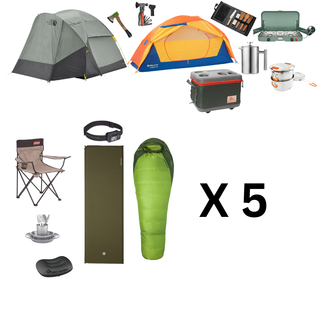 Camping Package for Five with Two Tents (Summer Edition)