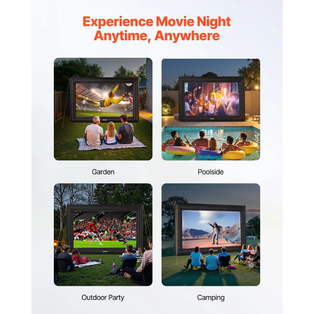 Outdoor Cinema — 20ft Inflatable Screen + Premium Projector + Sound System + Power Station