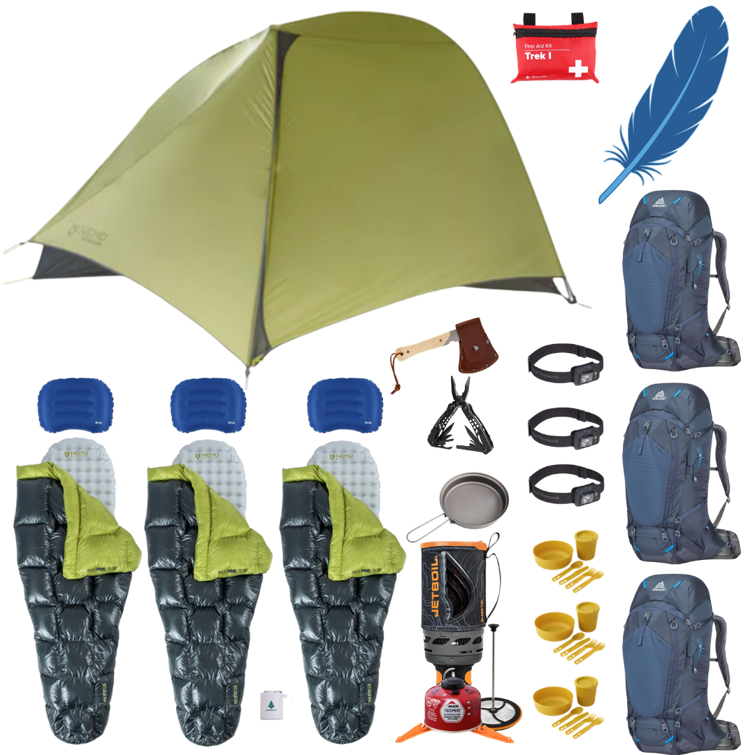 Ultralight Backpacking Complete Package for 3 (UL) - Three-Season