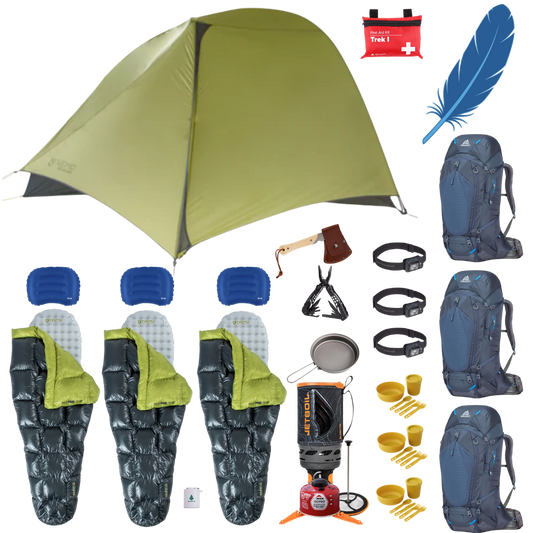 Ultralight Backpacking Complete Package for 3 (UL) - Three-Season